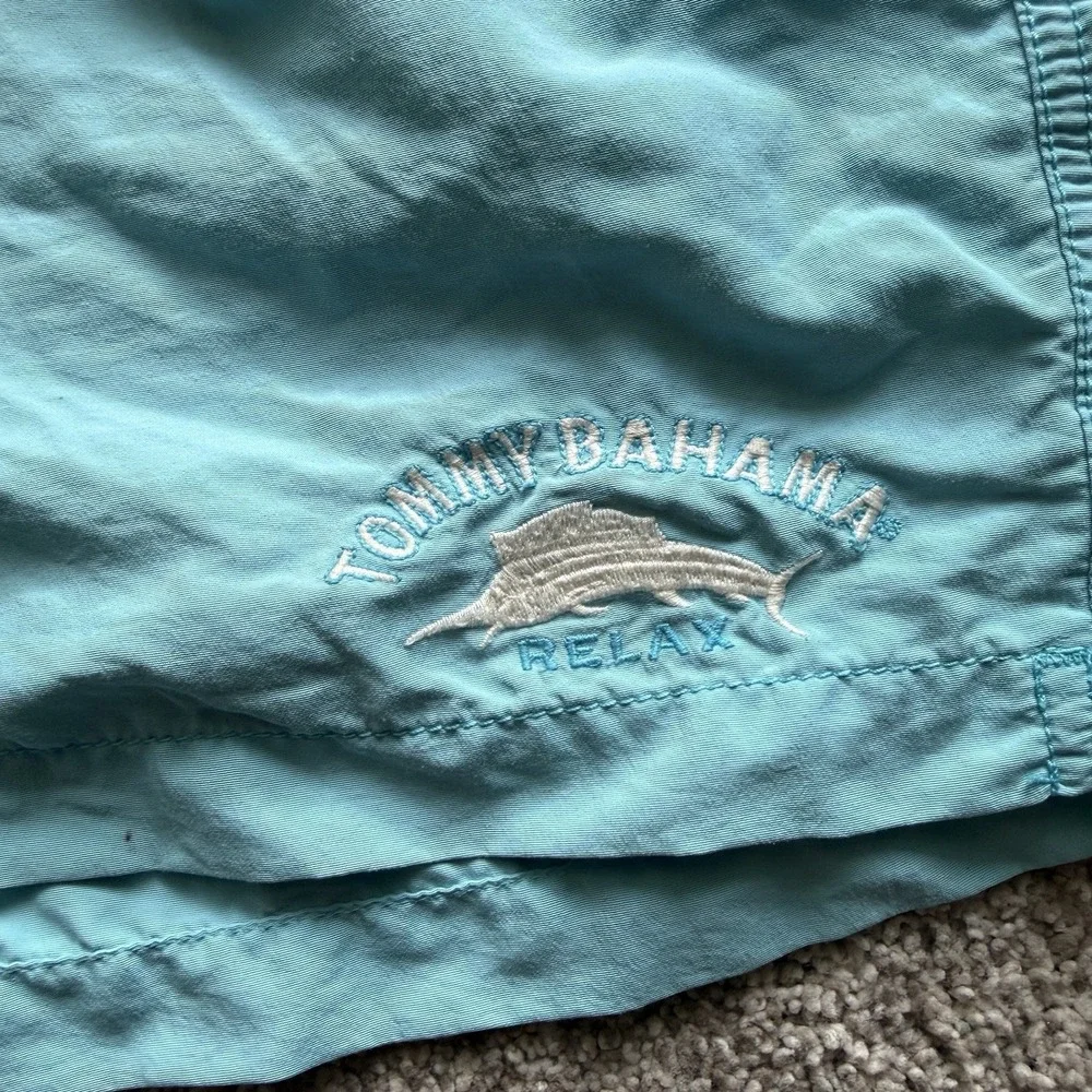 Tommy Bahama Men's XL Blue Trunks Swim Shorts Marlin Logo‎ Mesh Lined Elastic